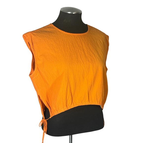 Pistola – Adriana Orange Textured Muscle Cotton Crop Top – Extra Small XS - Picture 4 of 11